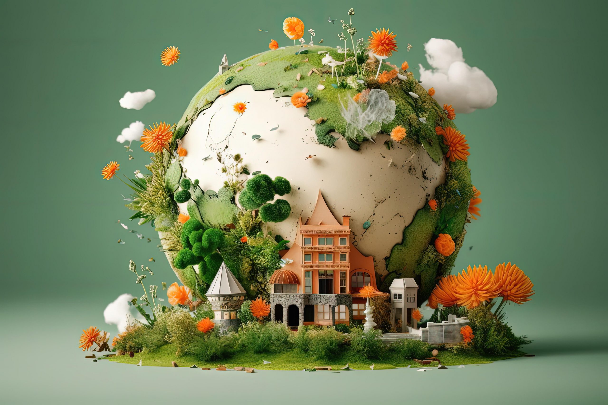 Miniature of planet Earth, concept of conservation and preservation of the environment, earth day and environment day, green background, Generative AI  © Adobe Stock/ Kaleb